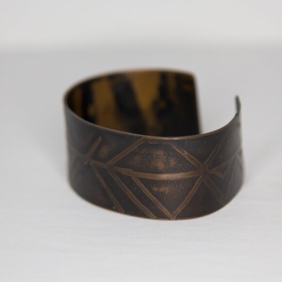 SOLD Vintage Bronze Rune Print Viking Cuff Bracelet - Picture 3 of 11
